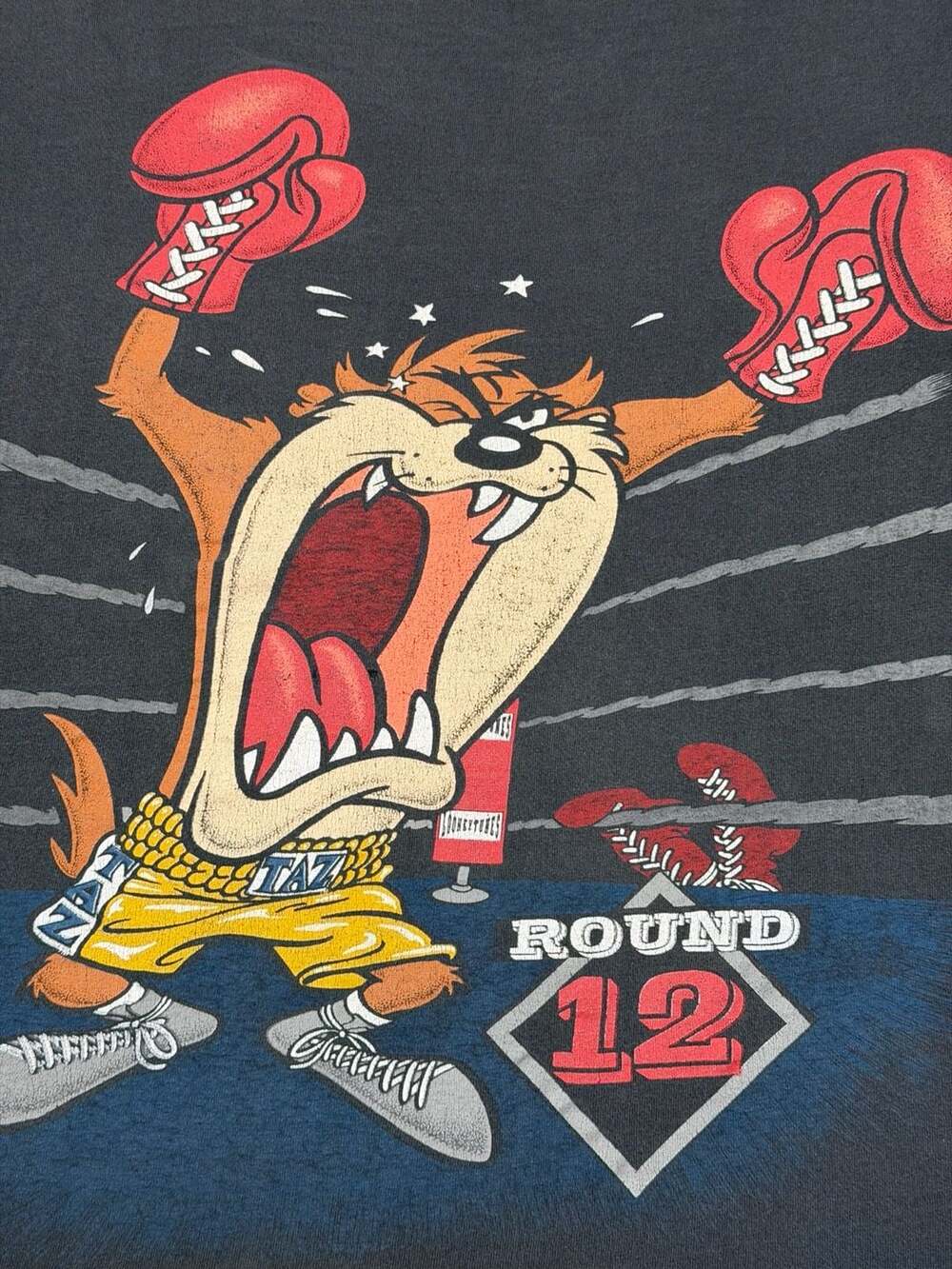Vintage 1993 Looney Tunes Taz Tasmanian Devil Boxing Double-Sided T-Shirt XL - Picture 15 of 15